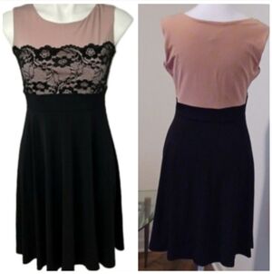 <> Elegant Black and Blush Pink Dress